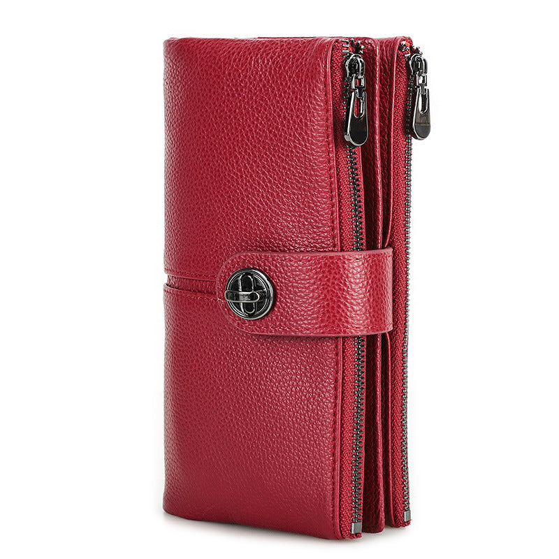Women's Black Angel Swiping With Long Cowhide Ladies Wallets