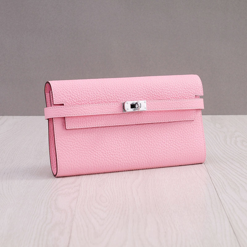 Women's First Layer Cowhide Clutch Litchi Pattern Fashion Ladies Wallets