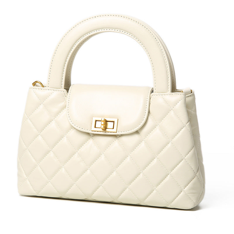 Layer Cowhide Versatile Classic Style Rhombus Chain Bags