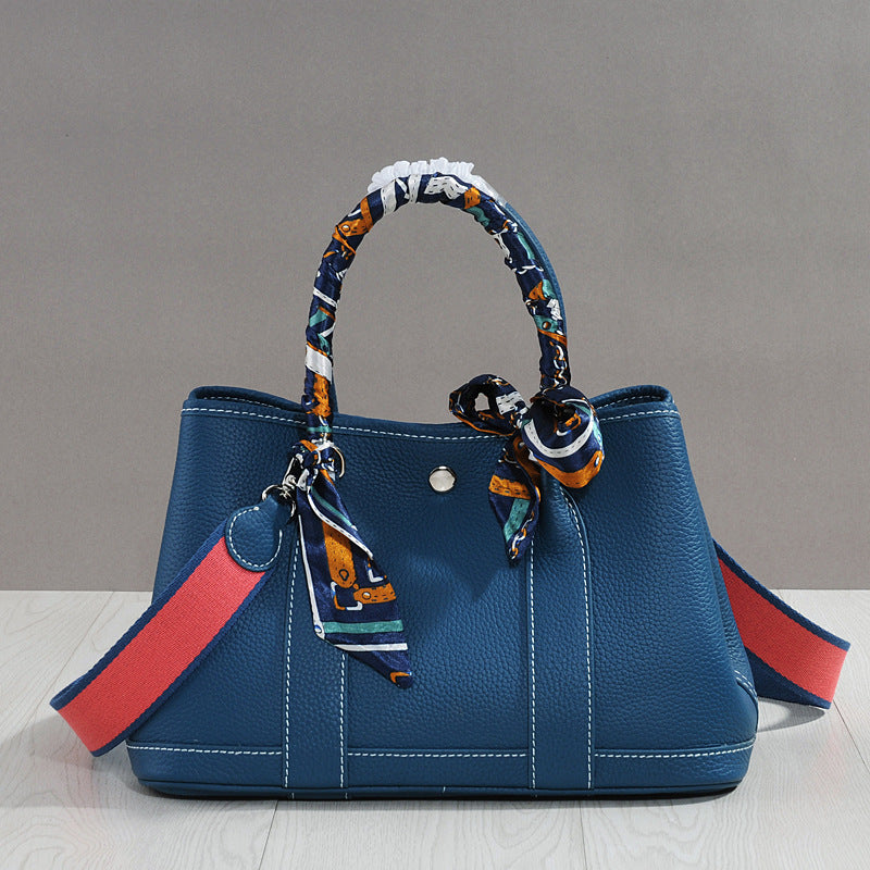 Women's Cowhide Leather Portable Big Shopping Shoulder Bags