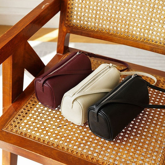 Pencil Box First Layer Cowhide Round Bags