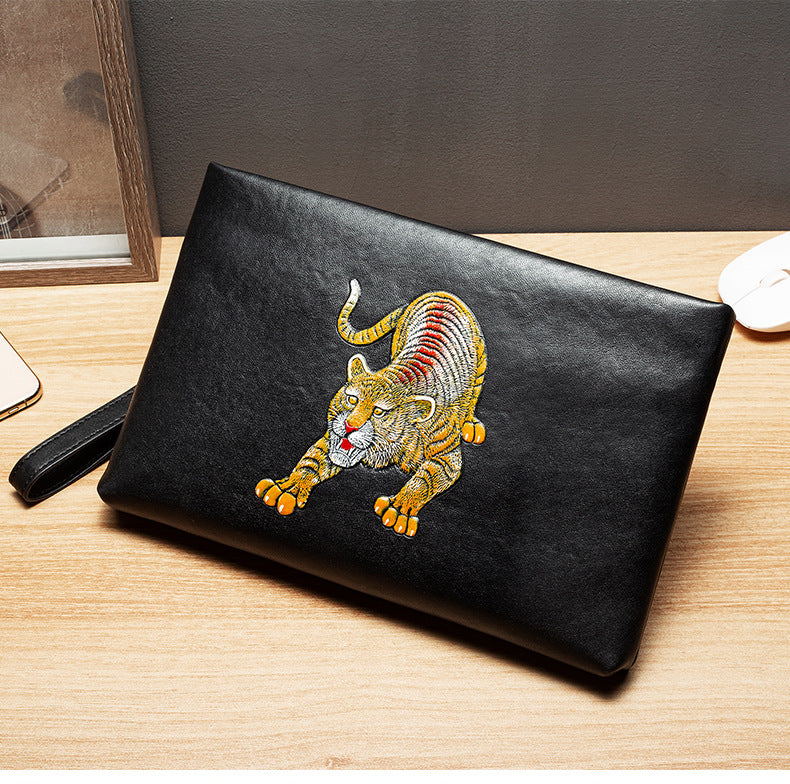 Men's Clutch Soft Leather Envelope First Layer Cowhide Large Men's Handbags
