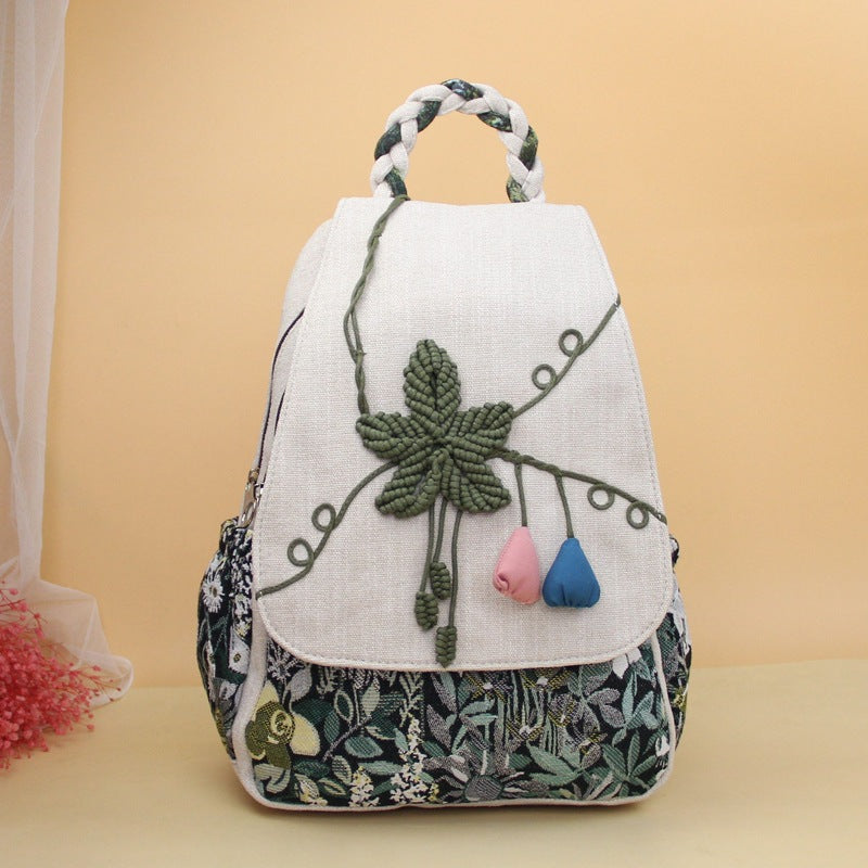 Mori Style Artistic Hand-woven Flower Ethnic Backpacks