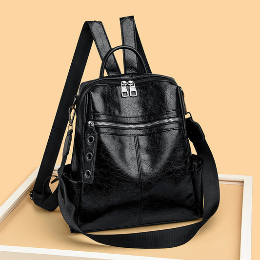 Women's Cow Wax Leather British Style Genuine Backpacks