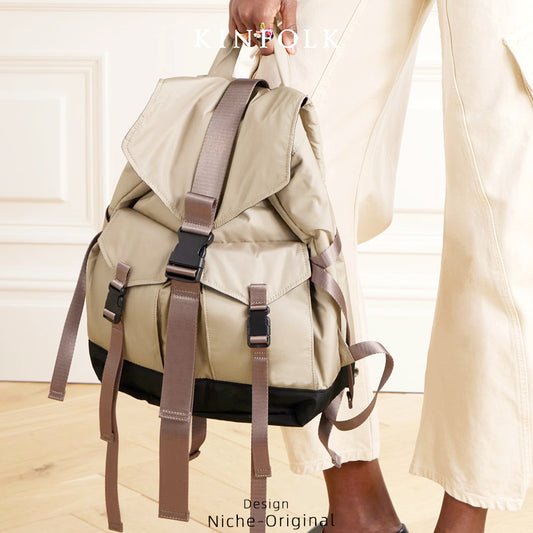 Unisex Style Contrast Color Large Capacity Backpacks