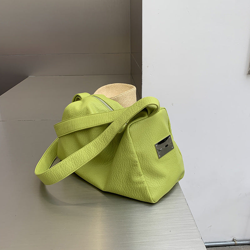 Women's Ge Macaron Large Capacity Soft Leather Shoulder Bags