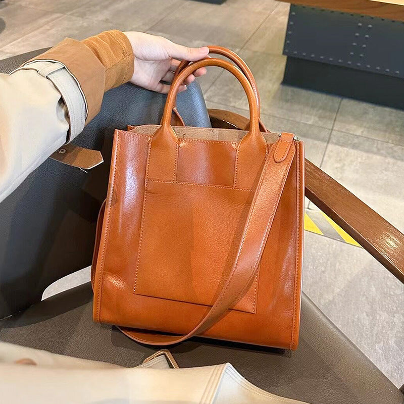 Women's Large Capacity Fashionable Elegant Commuter Genuine Shoulder Bags