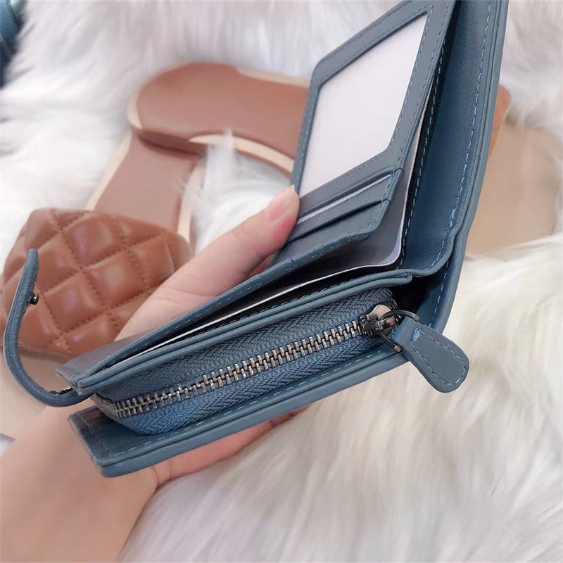 Women's Fashion Sheepskin Woven Two-fold Genuine Leather Ladies Wallets