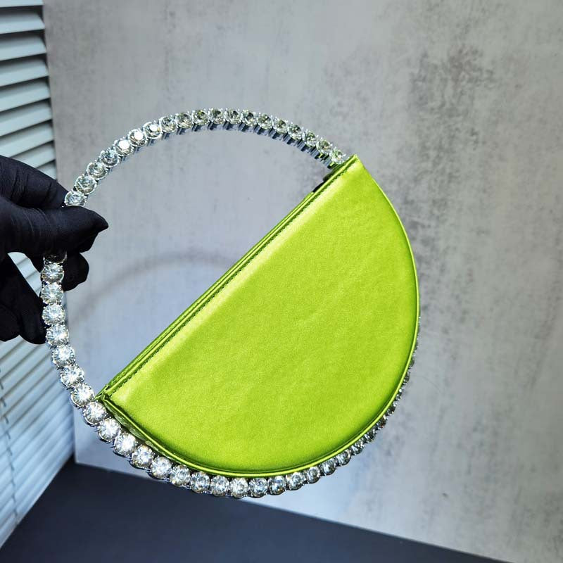Women's Diamond Round Hand French Minority Satin Evening Bags