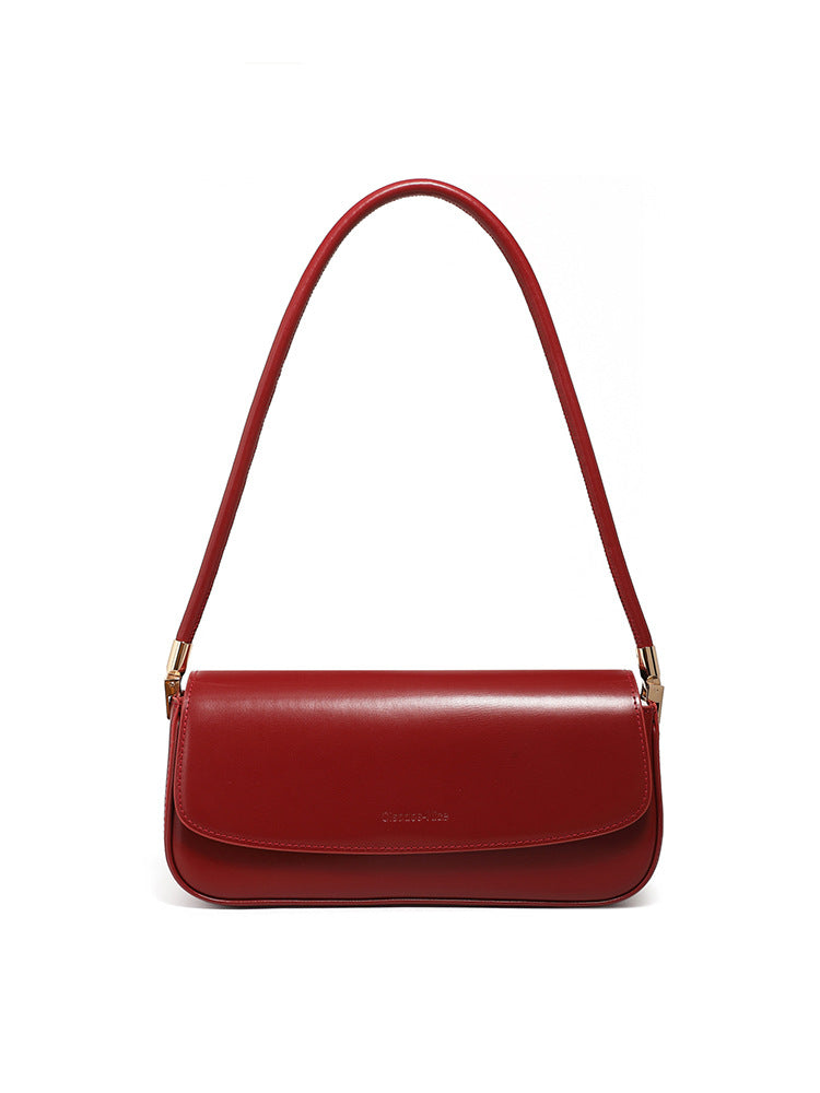 Women's Design Underarm Genuine Leather Baguette Crossbody Bags