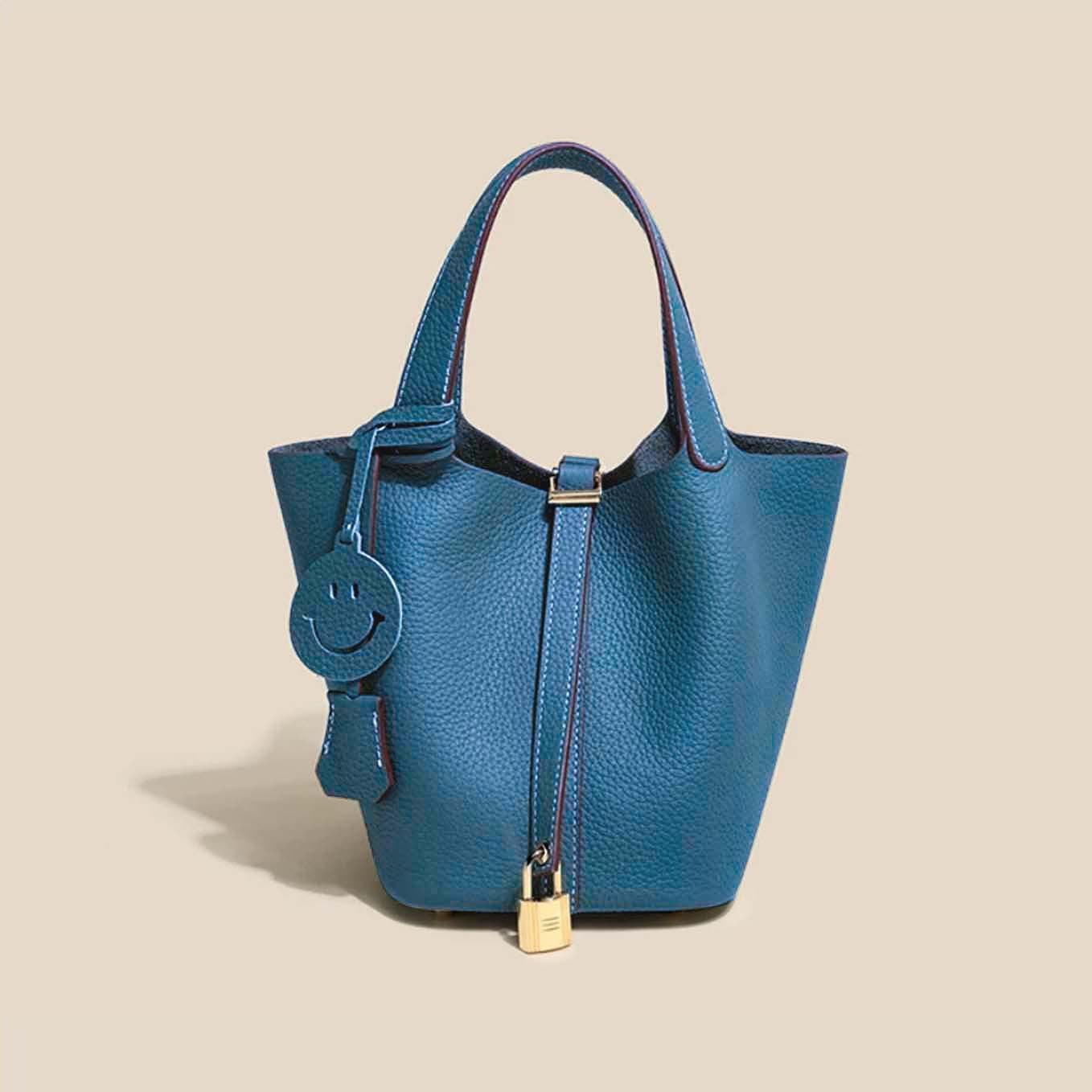 Women's Layer Cowhide Vegetable Basket Versatile Genuine Handbags