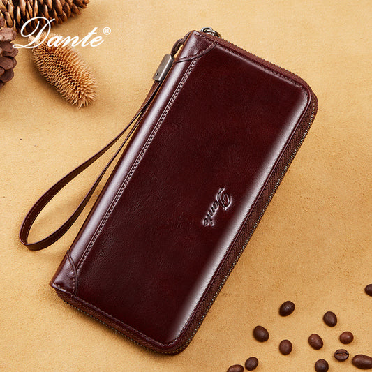 Men's Genuine Leather Hand Grab Swiping Retro Men's Wallets