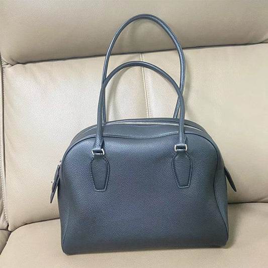 Women's First Layer Cowhide Large Capacity Bowling Vintage Bags