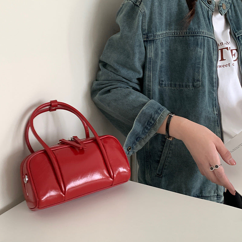 Women's Cowhide Bowling Minimalist Genuine Leather Portable Bags