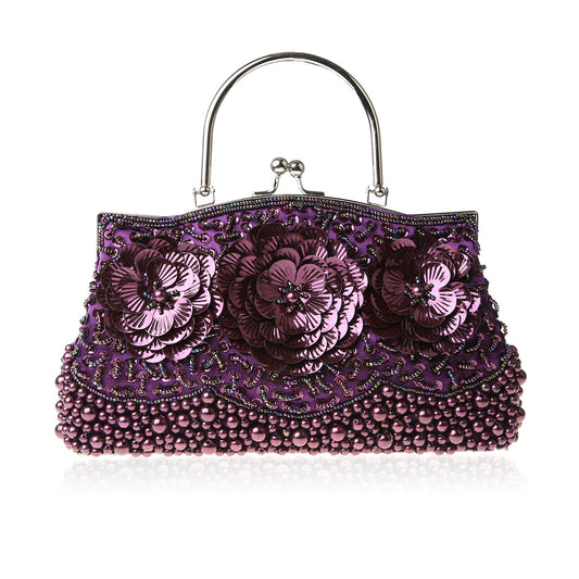 Pearl Embroidery Flower Handmade Beaded Sequined Evening Bags