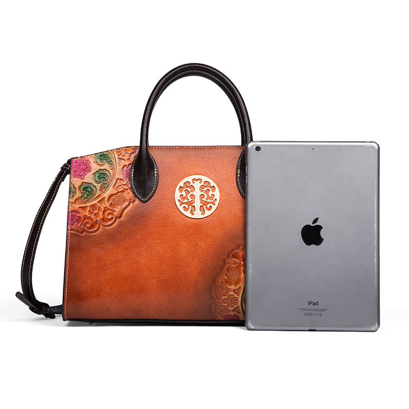 Women's Retro National Style Fashion Big Brushed Handbags