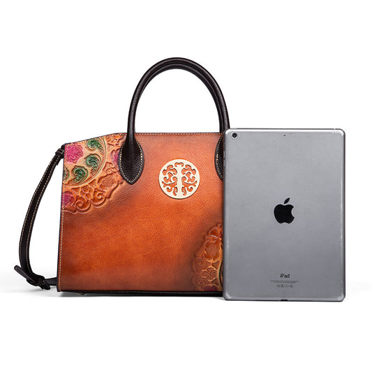 Women's Retro National Style Fashion Big Brushed Handbags