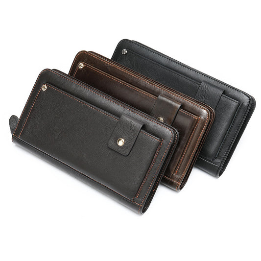 Men's Leather Vintage Clutch Long Cowhide Zipper Men's Wallets