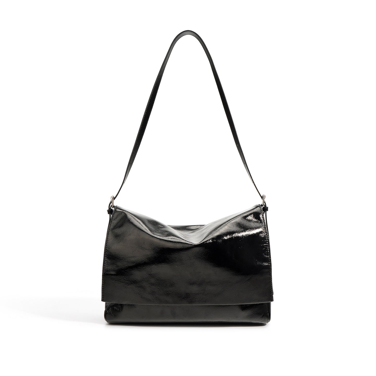 Design Retro Oil Wax Bright Noodle Simple Large Shoulder Bags