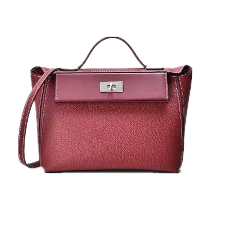 Women's Dumpling Fashion First Layer Litchi Pattern Shoulder Bags
