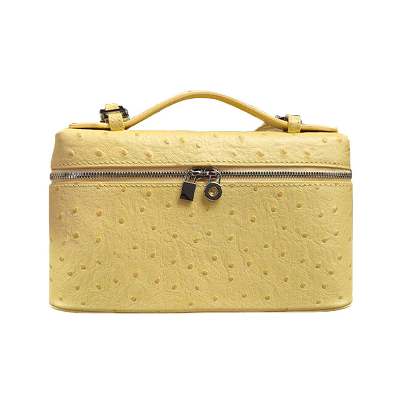 Women's First Layer Cowhide Ostrich Grain Lunch Box Handbags