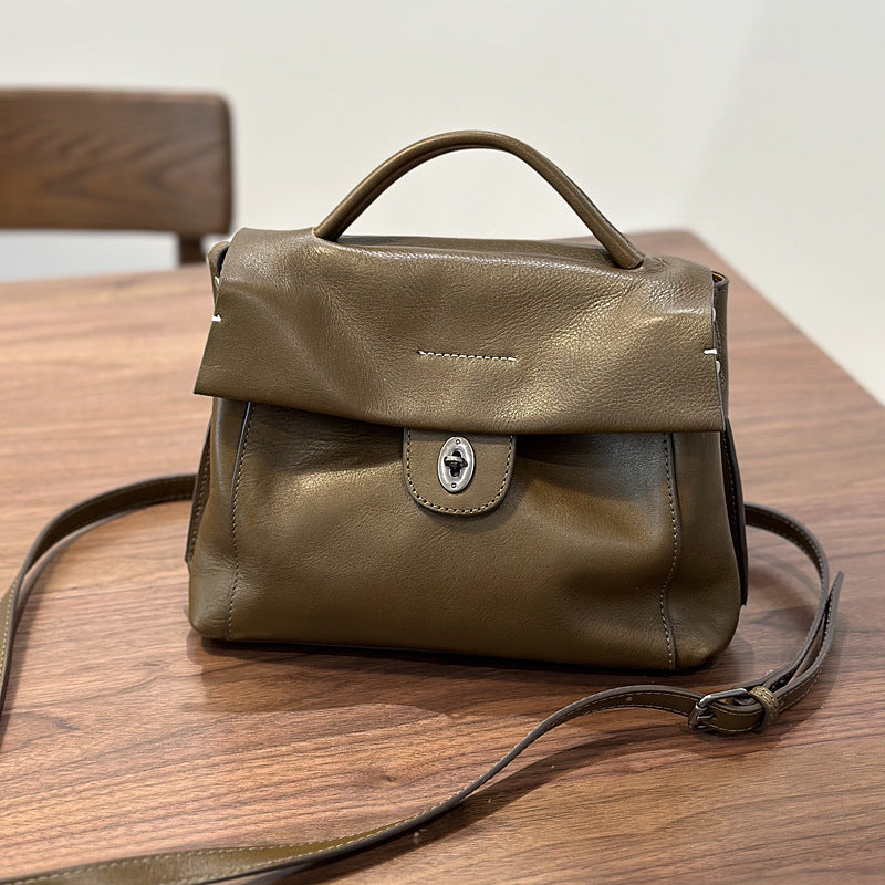 Women's Retro Imported First Layer Vegetable Tanning Handbags