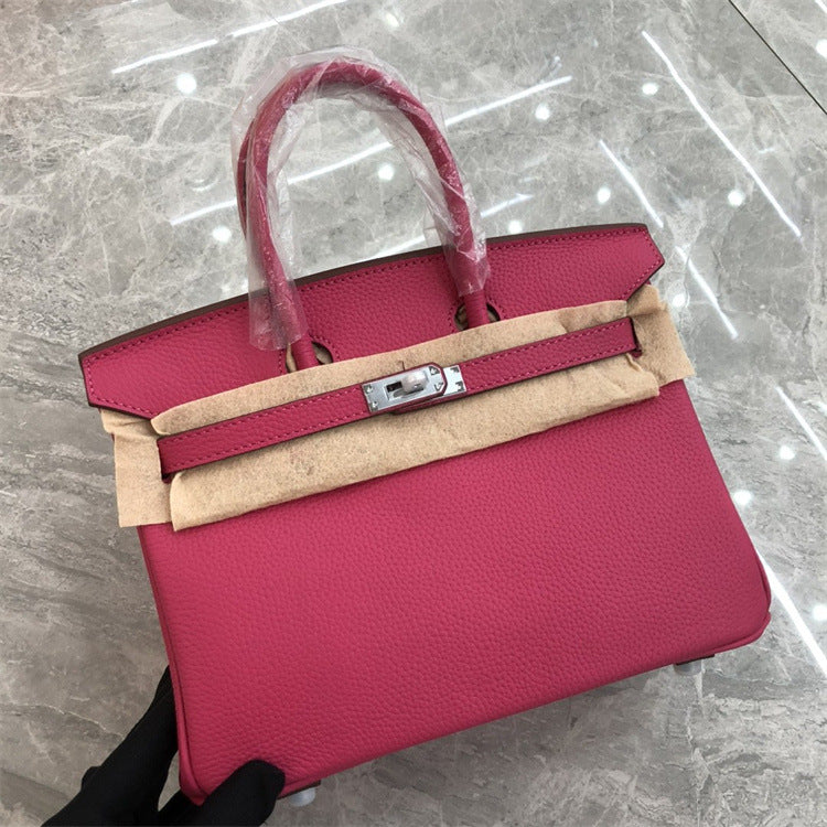 Women's Milkshake White Lychee Pattern First Layer Bags