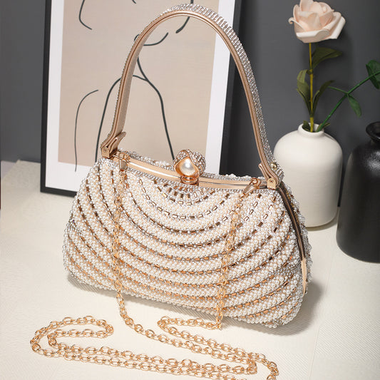 Women's Retro Beautiful Pearl Diamond Fashion Banquet Evening Bags