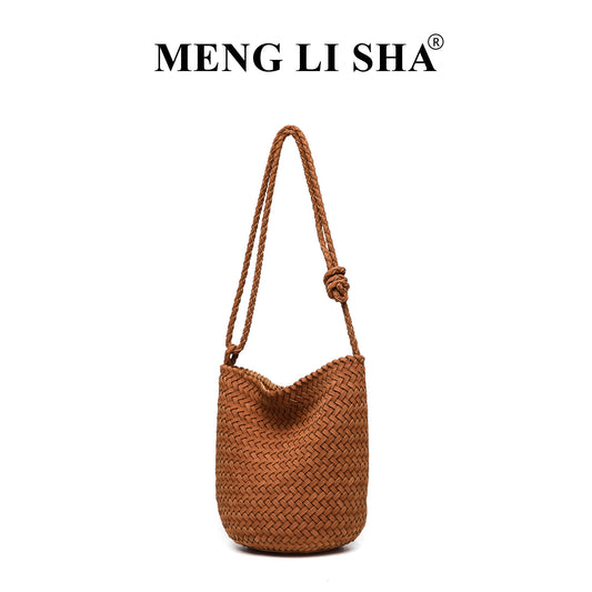 Women's French Retro High-grade Frosted Handmade Woven Shoulder Bags