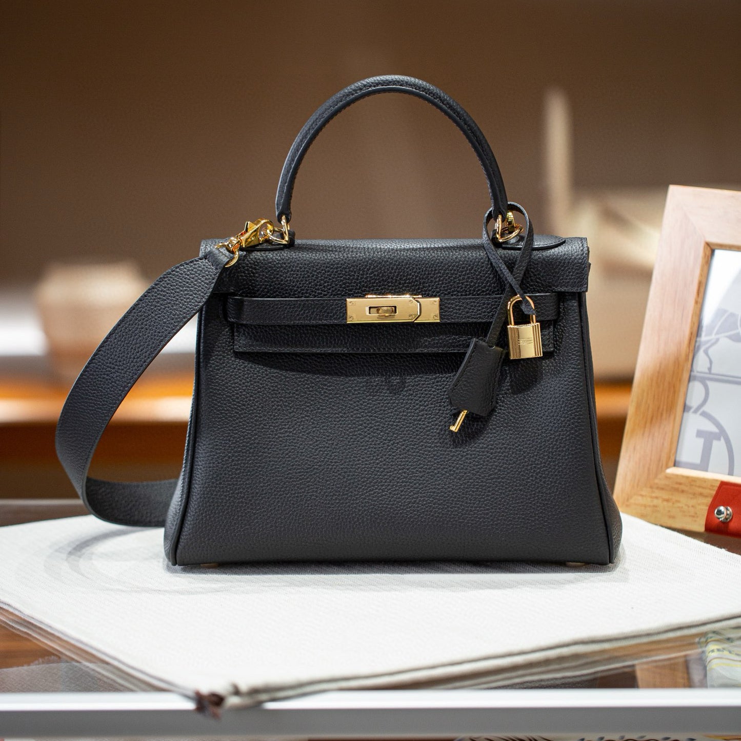 Women's Layer Cowhide Kelly Wide Strap High Handbags