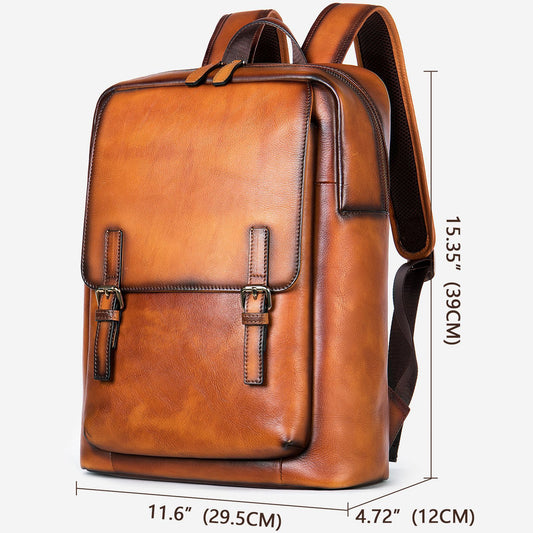 Men's First Layer Cowhide Vegetable Tanned Hand-rub Backpacks