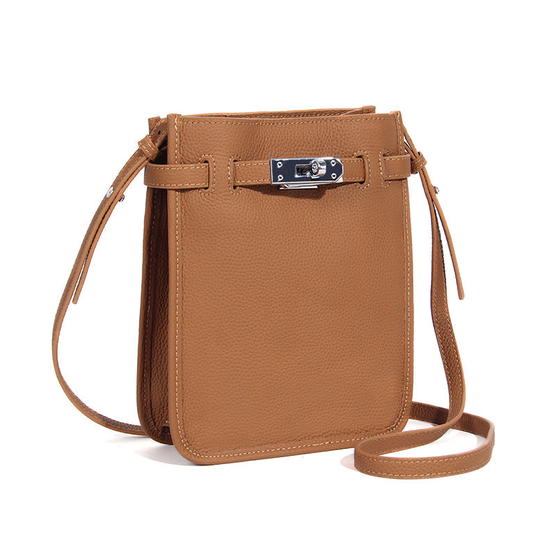 Women's High-grade Large Capacity Minority Simple Genuine Crossbody Bags