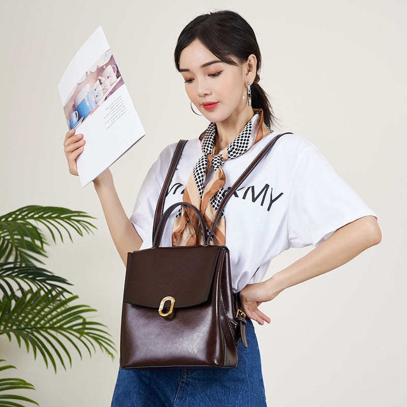 Women's Leather University Style Commuter High-grade Cowhide Bags