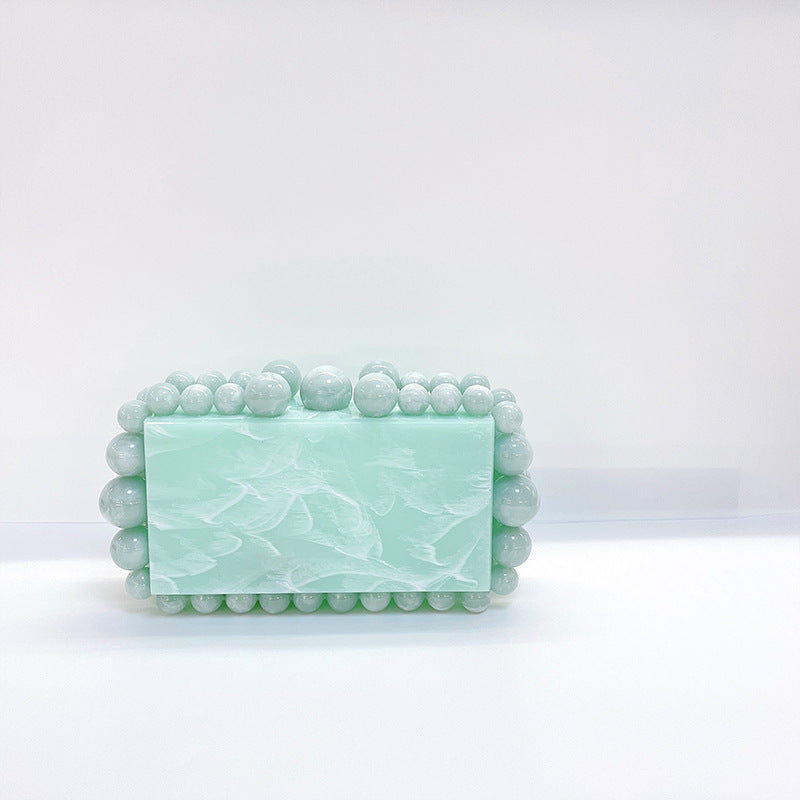 Women's Trendy Acrylic Cloud Glue Beads Clutch Evening Bags