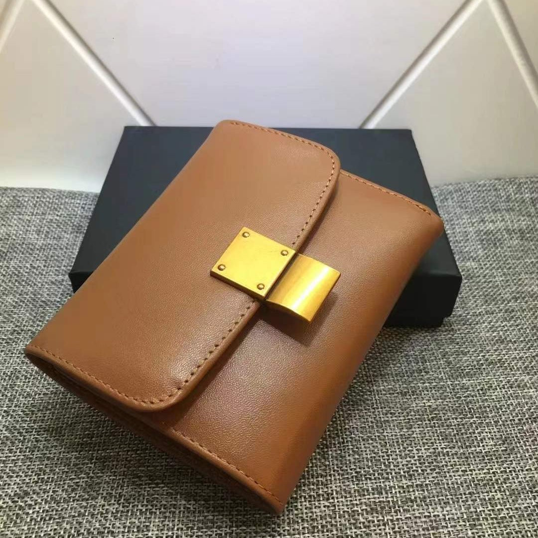 Fashion Korean Style Cowhide Three Fold Ladies Wallets