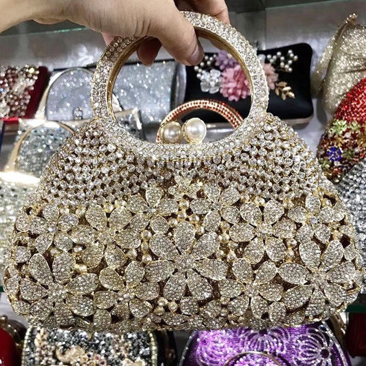 Women's Strictly Selected Little Daisy Diamond Flowers Rhinestone Large Capacity Evening Bags