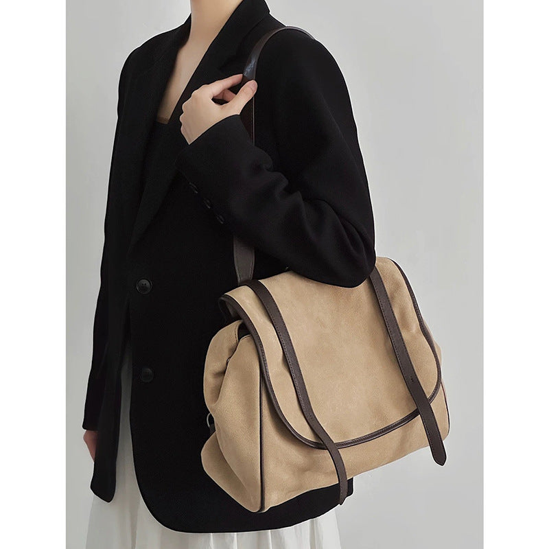 Women's Suede Genuine Leather Retro Layer Frosted Backpacks