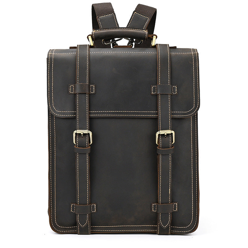 Men's Retro Crazy Horse Leather Top Layer Backpacks