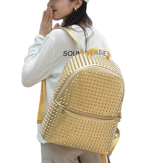 Women's Rivet Female Trendy Unique Large Capacity Backpacks