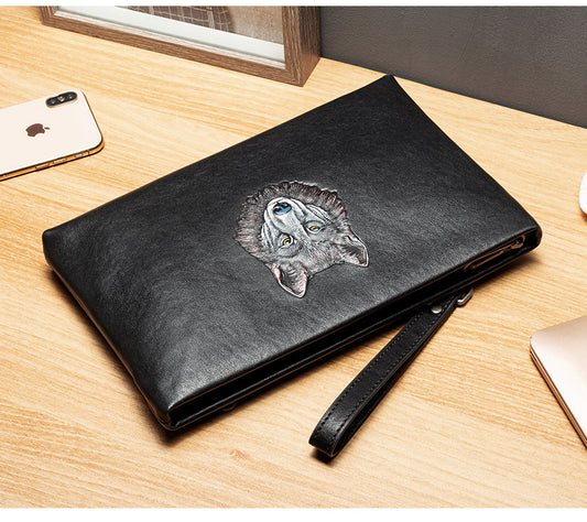 Men's Clutch Soft Leather Envelope First Layer Cowhide Large Men's Handbags