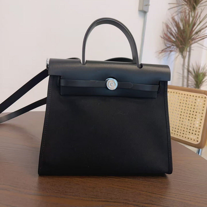 Graceful Classy Attractive Leather With Canvas Handbags