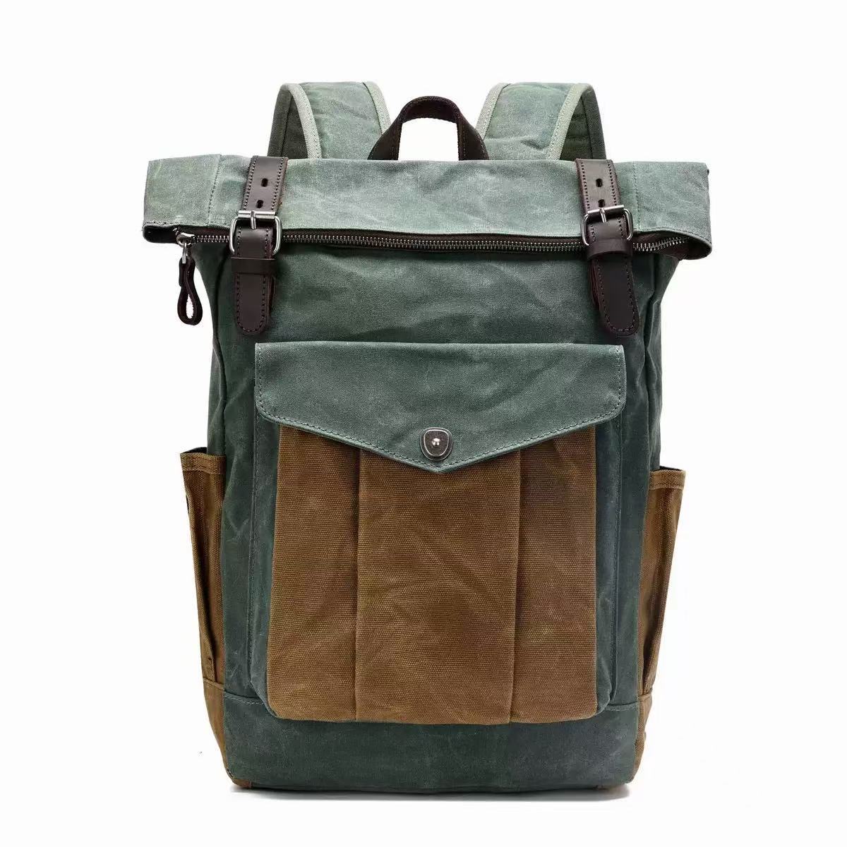 Retro Oil Wax Canvas Leisure Waterproof Backpacks
