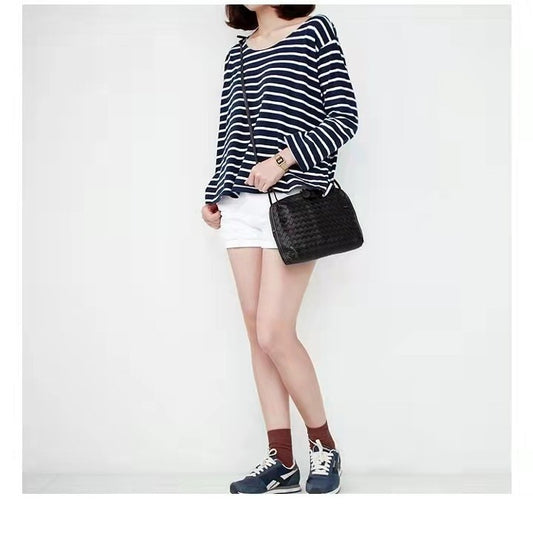 Women's Genuine Leather Hand-woven Korean Fashion Shell Shoulder Bags