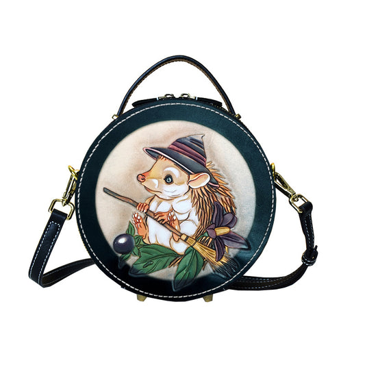 Women's Adjustable Leatherworker Round Genuine Leather Summer Crossbody Bags