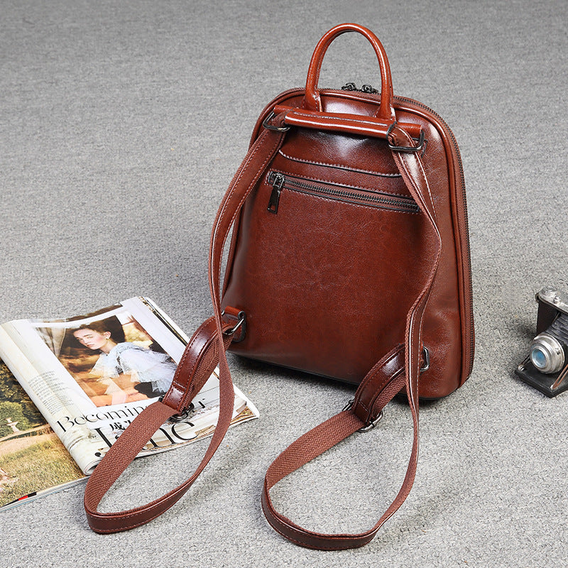 Women's Genuine Leather Soft Lightweight Commuter Style Backpacks