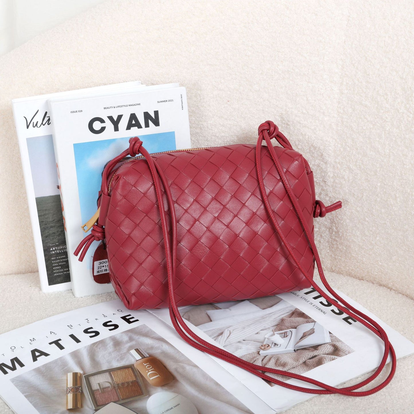Authentic Leather Weave Fashion Simple Large Shoulder Bags