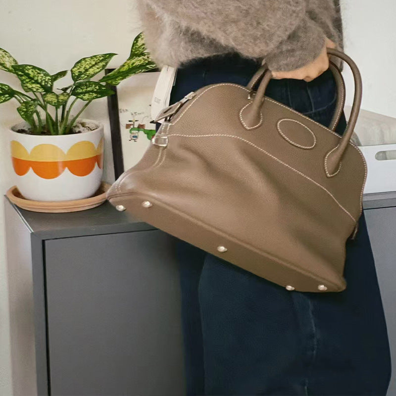 Women's Shell First Layer Cowhide Half Wax Line Crossbody Bags