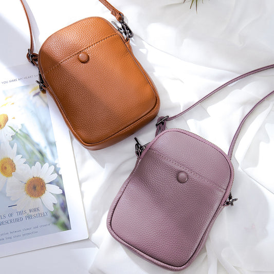 Women's Soft Leather Pouch Vertical Mini Fashion Bags
