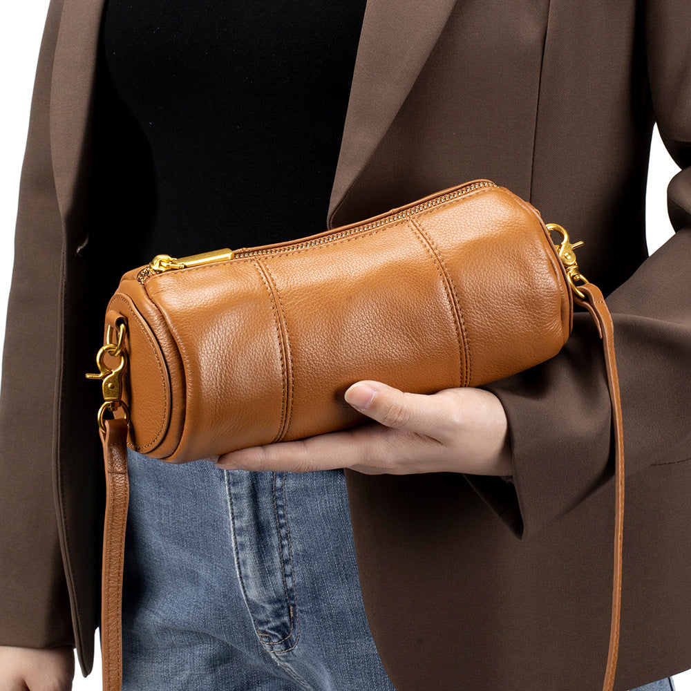 Women's Layer Leather Elegant Round Large Capacity Niche Bags