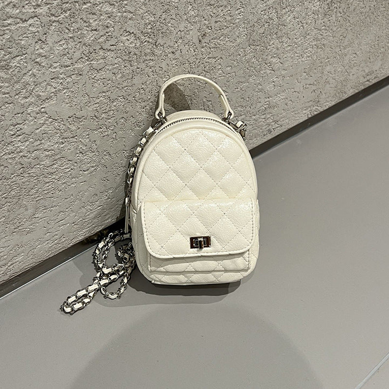 Women's Textured Western Style Summer Chain Rhombus Backpacks
